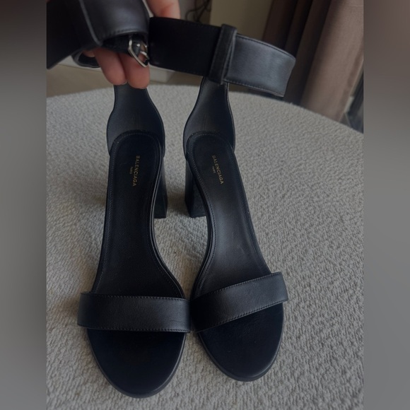 Balenciaga Shoes - Balenciaga Black Heels Elegant Block Design